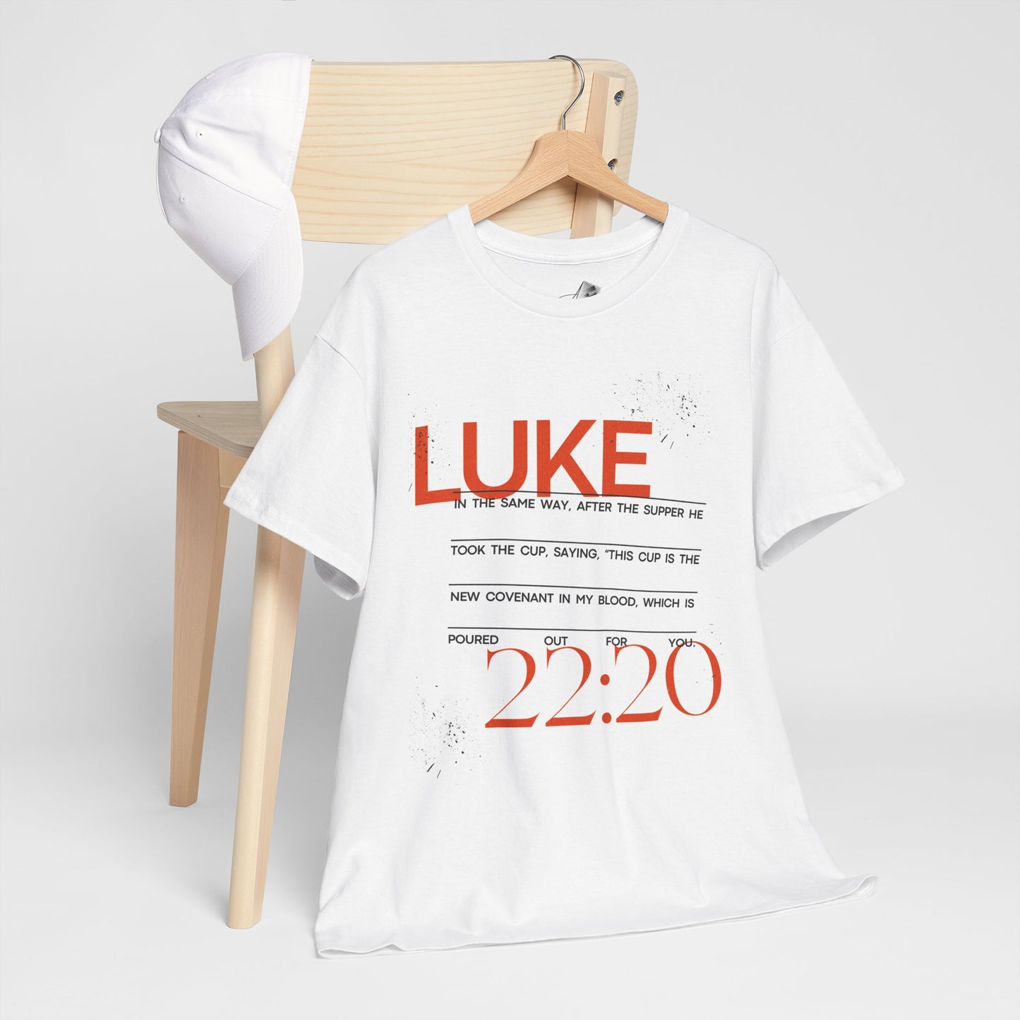 Inspirational Unisex Heavy Cotton Tee - Luke 22:20 Quote & Smile Back Design