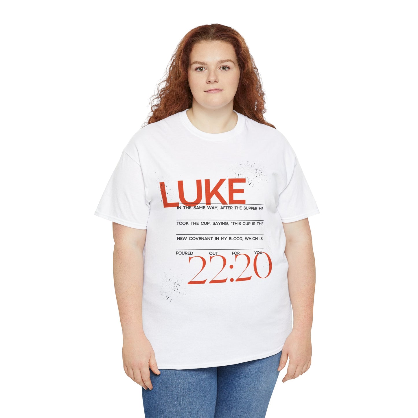 Inspirational Unisex Heavy Cotton Tee - Luke 22:20 Quote & Smile Back Design