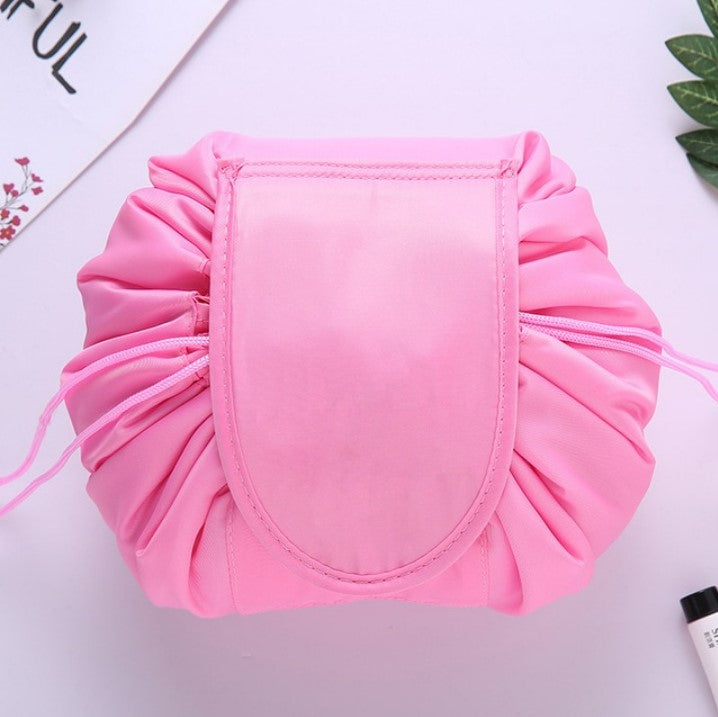 Drawstring Cosmetic Bag Travel Organizer - Pink_0