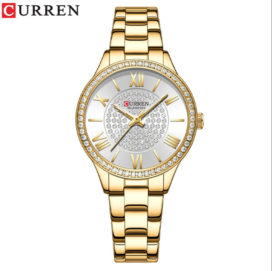 CURREN Ladies Steel Watch - Gold White_0