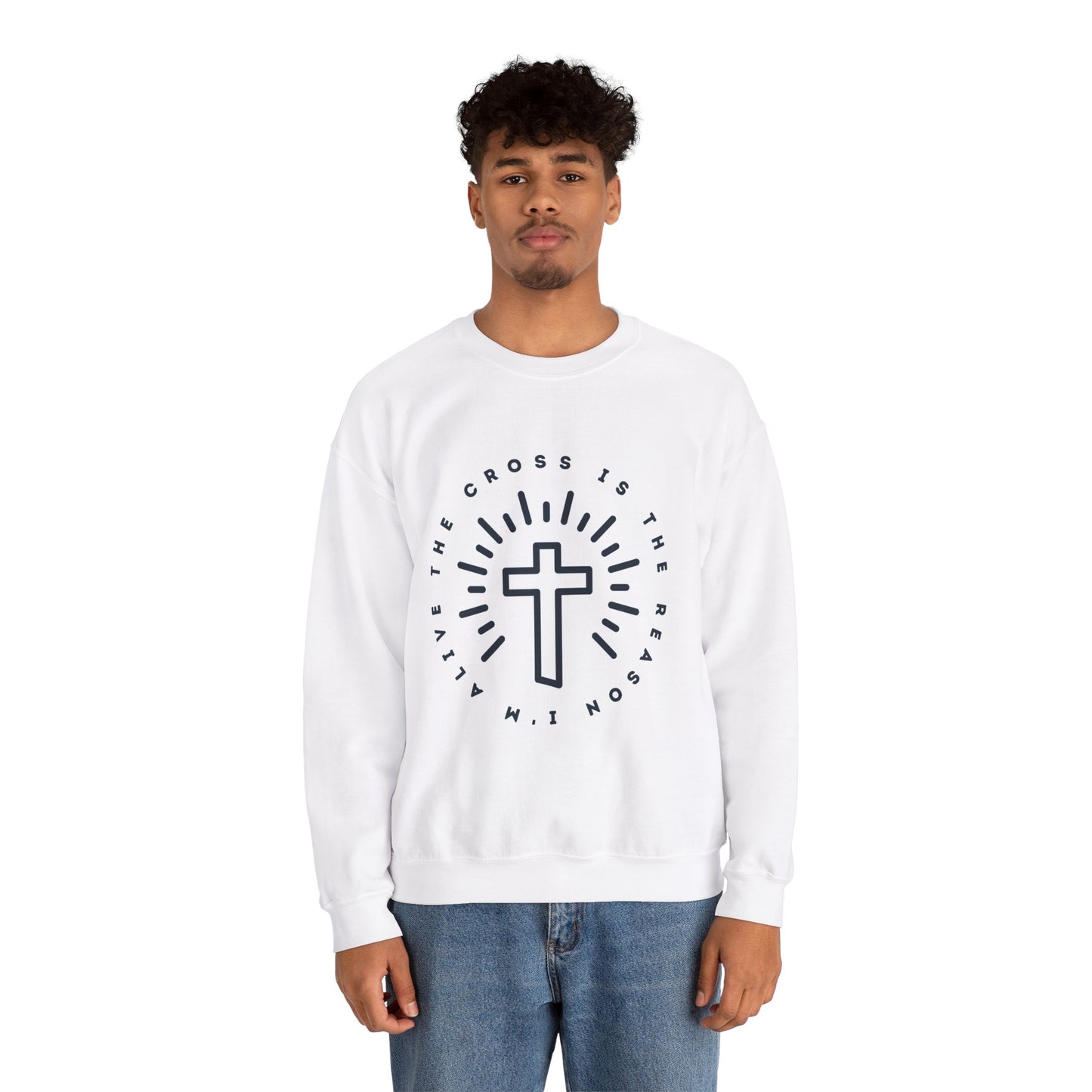 Faith-Inspired Unisex Crewneck Sweatshirt - 'The Cross Is The Reason' Design