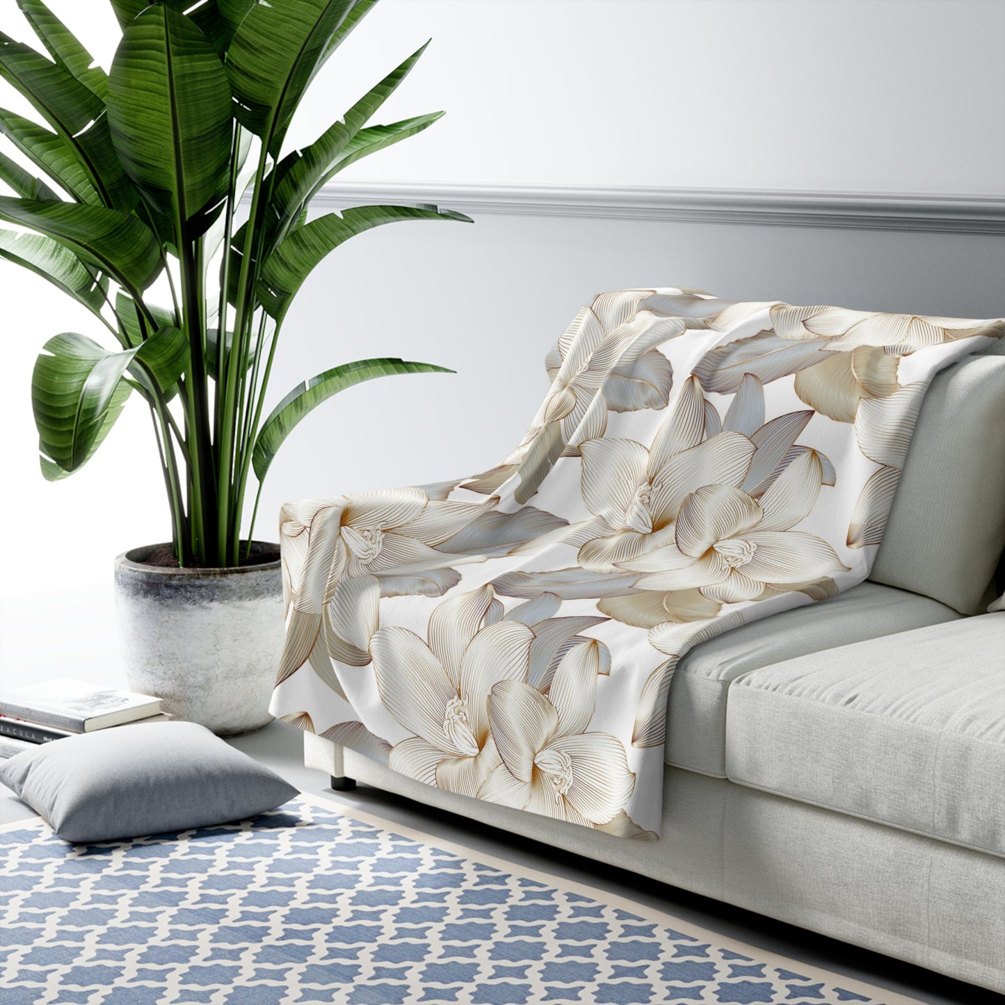 Luxury Floral Sherpa Fleece Blanket | Cozy Home Decor for Relaxation & Gifting