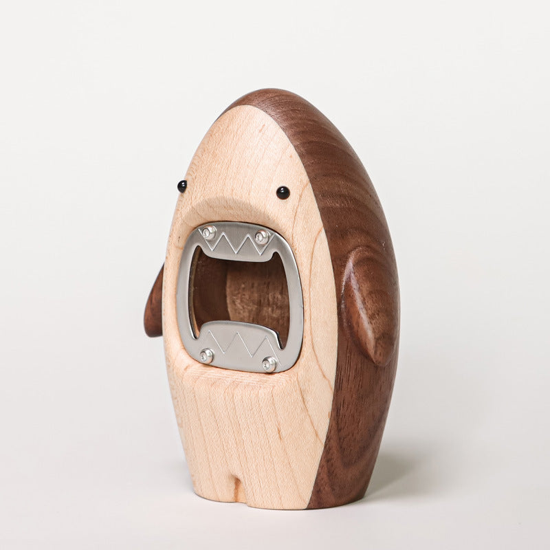 Solid wood shark beer bottle opener creative personality cute screwdriver desktop decoration home cartoon bottle opener decoration