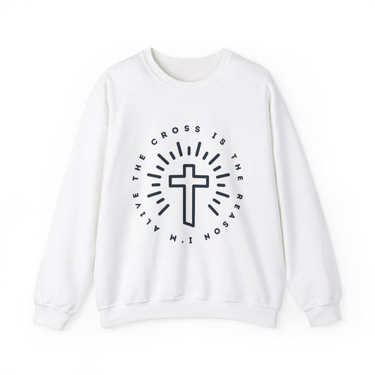 Faith-Inspired Unisex Crewneck Sweatshirt - 'The Cross Is The Reason' Design