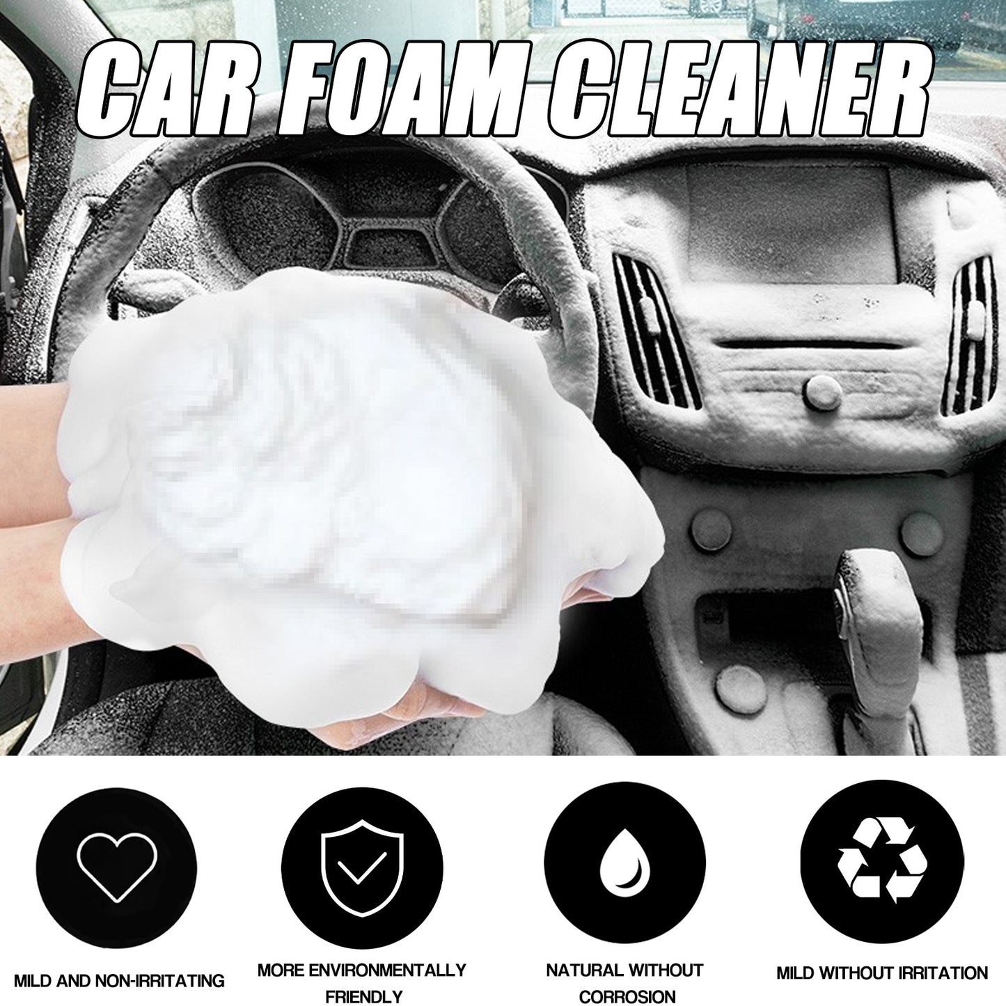 Car interior foam cleaner Water free decontamination Seat ceiling dashboard foam cleaner