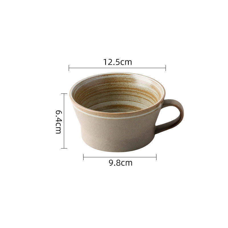 Coarse pottery coffee cup and plate set creative handmade retro coffee cup artistic cup plate milk cup