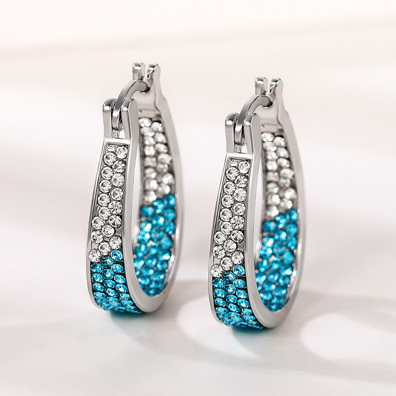 European And American Colorful Ear Clip Fashion Diamond Women's Earrings